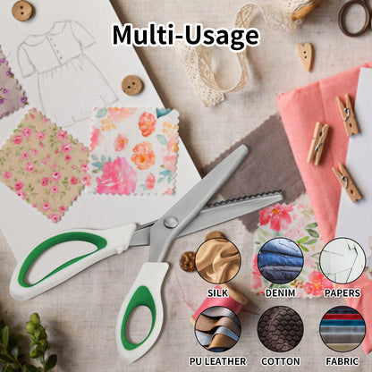 Fri4Free Pinking Shears, 9" Zig Zag Craft Scissors Decorative Edge, Pinking Shears for Fabric Cutting, Professional Dressmaking Sharp Comfort Grips Scrapbook Fabric Sewing Scissors