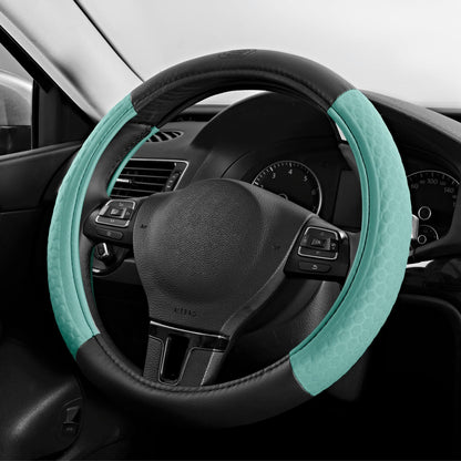 Skechers Steering Wheel Cover,Leather Steering Wheel Cover Hexcomb Design Embedded TPE Steering Wheel Universal Fit 14" 1/2-15" Car Wheel Protector for Men Women Fit Suvs,Vans,Sedans,Car,Trucks,Mint