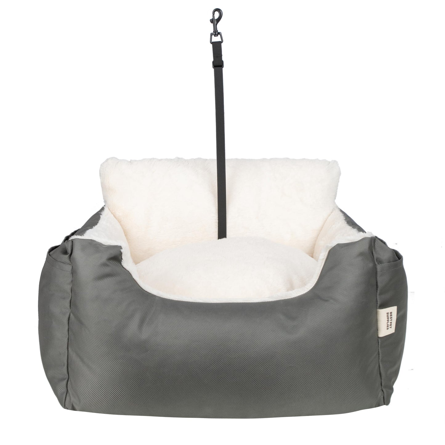 Best Pet Supplies Dog Pet Booster Seat, Dog Car Seats for Small Dogs & Medium Dogs, Soft Plush Cushion with Comfortable Bedding, Secure Straps, and Tall Pillow, Gray