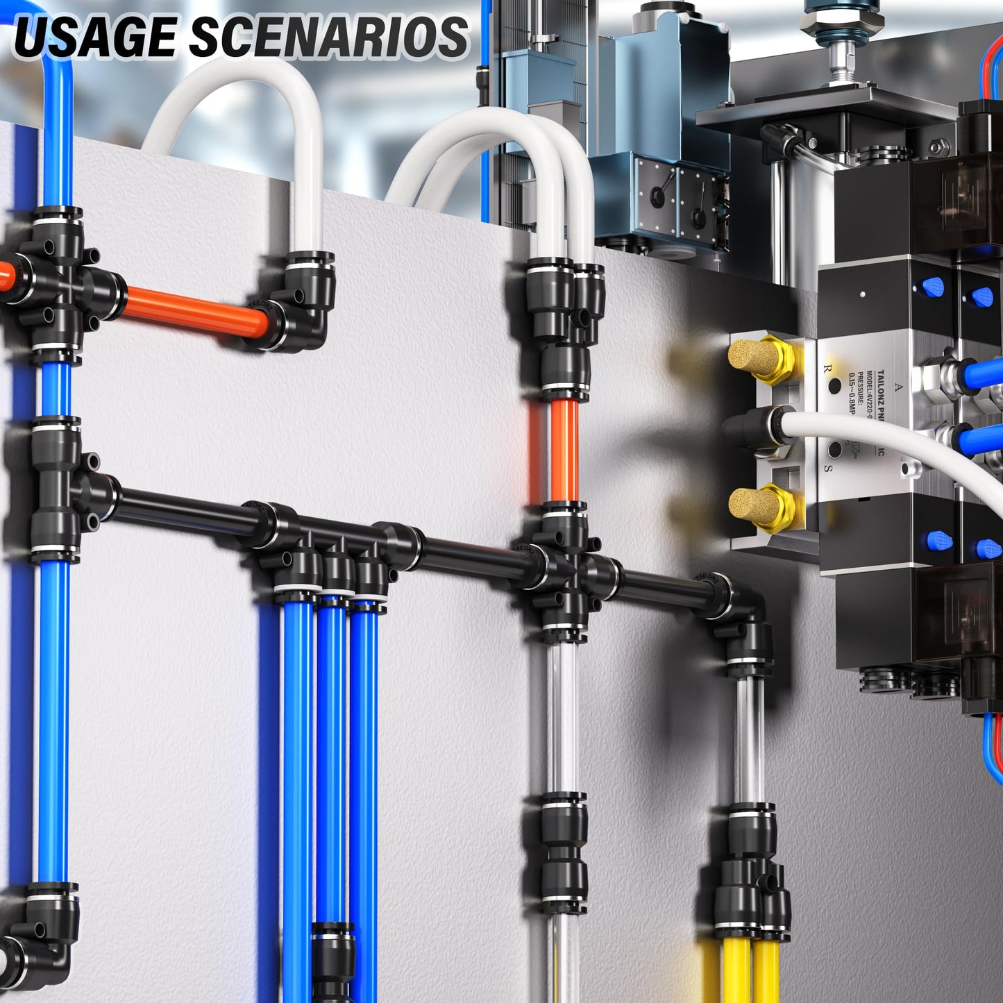 TAILONZ PNEUMATIC Blue 6mm OD 4mm ID Polyurethane PU Air Hose Pipe Tube Kit 10 Meter 32.8ft