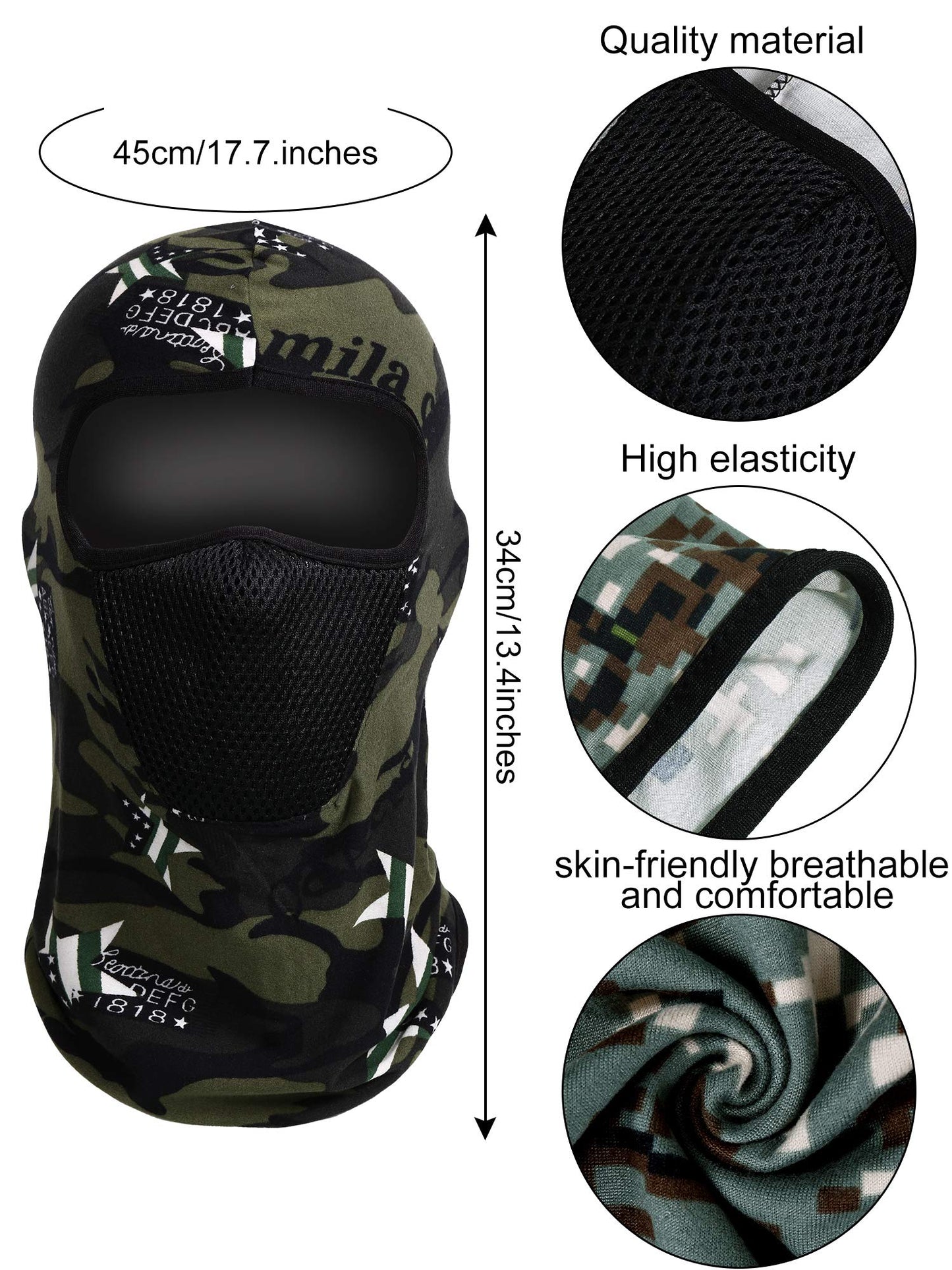 3 Pieces Camo Face Mask Balaclava Ski Mask Breathable Sun Protection Windproof for Men Motorcycle Outdoor Hunting(Mixed Camouflage, Camouflage Blue, Camouflage Navy Green)