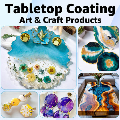 Teexpert Crystal Clear Epoxy Resin Kit 1 Gallon Self-Leveling Coating and Casting Resin, High-Gloss & Bubbles Free Resin and Hardener Kit for DIY Art, Jewelry, Table Top, Molds, Wood 1:1 Ratio