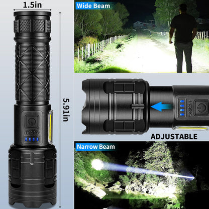 taoquwe Rechargeable LED Flashlights High Lumens, 99,000 Lumen Super Bright Flashlight with 7 Modes & Waterproof, Powerful USB Rechargeable Handheld Flash Light for Camping Home(2 Pack)
