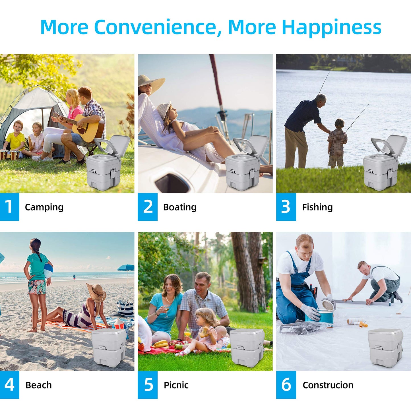 YITAHOME Portable Toilet, Camping Toilet, Travel RV Toilet,5.3 Gallon Detachable Waste Tank, Double Water Spouts, Portable Toilet for Camping, Hiking, Hunting, Boating, Gray