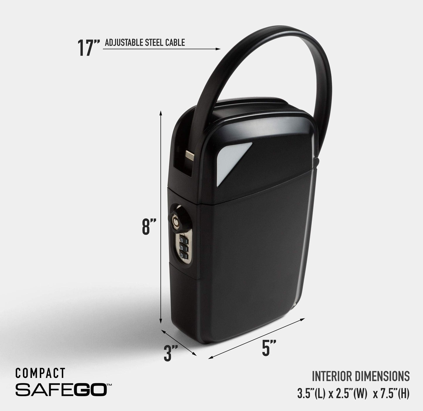 SAFEGO Portable Indoor/Outdoor Lock Box Safe with Key and Combination Access (Compact, Black)