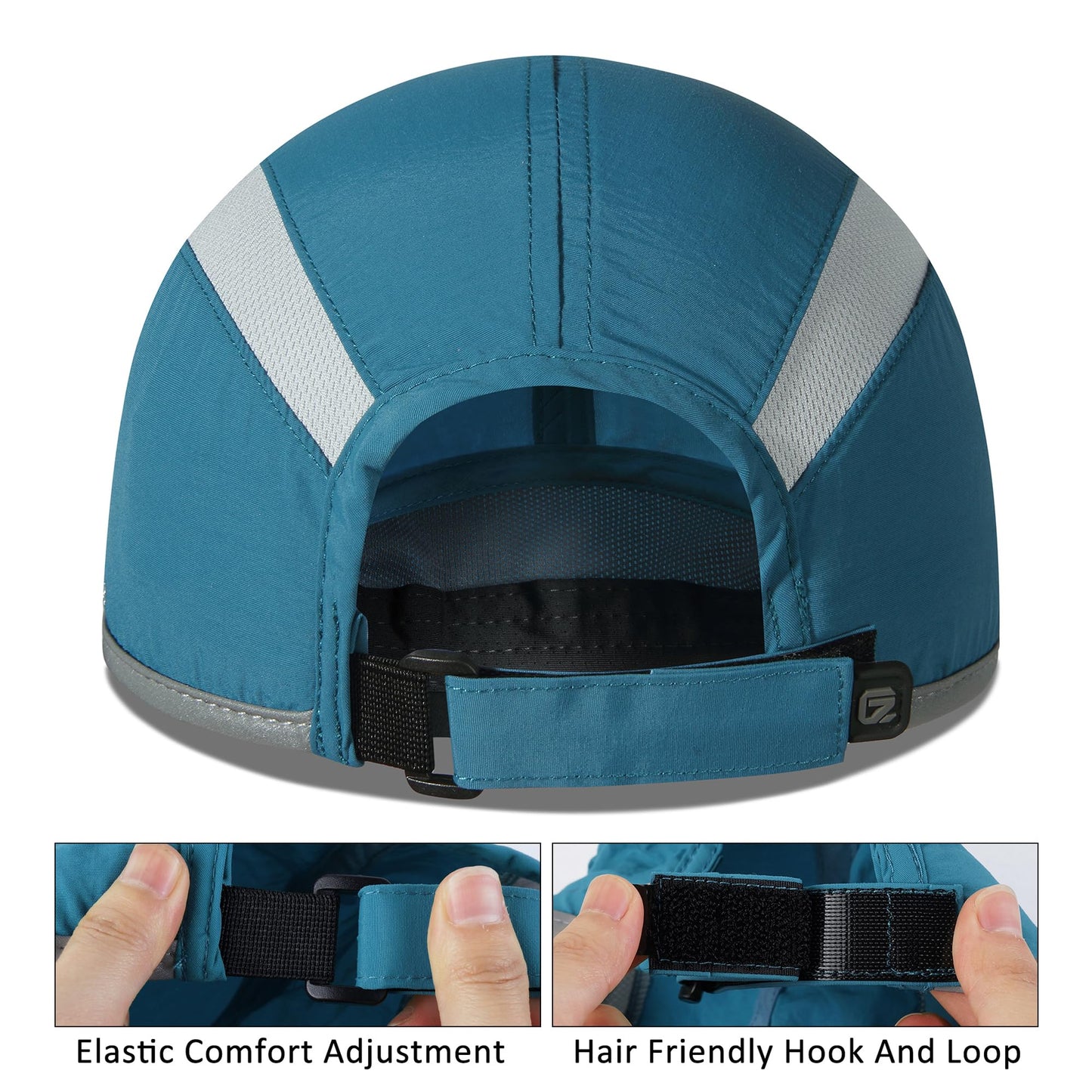 GADIEMKENSD Baseball Cap Nylon Running Cap Outdoor Sports Hat for Men Women Adjustable Quick Drying Reflective Foldable UPF50+ Breath Mesh Water Repellency Race Performance Lightweight Peacock Blue