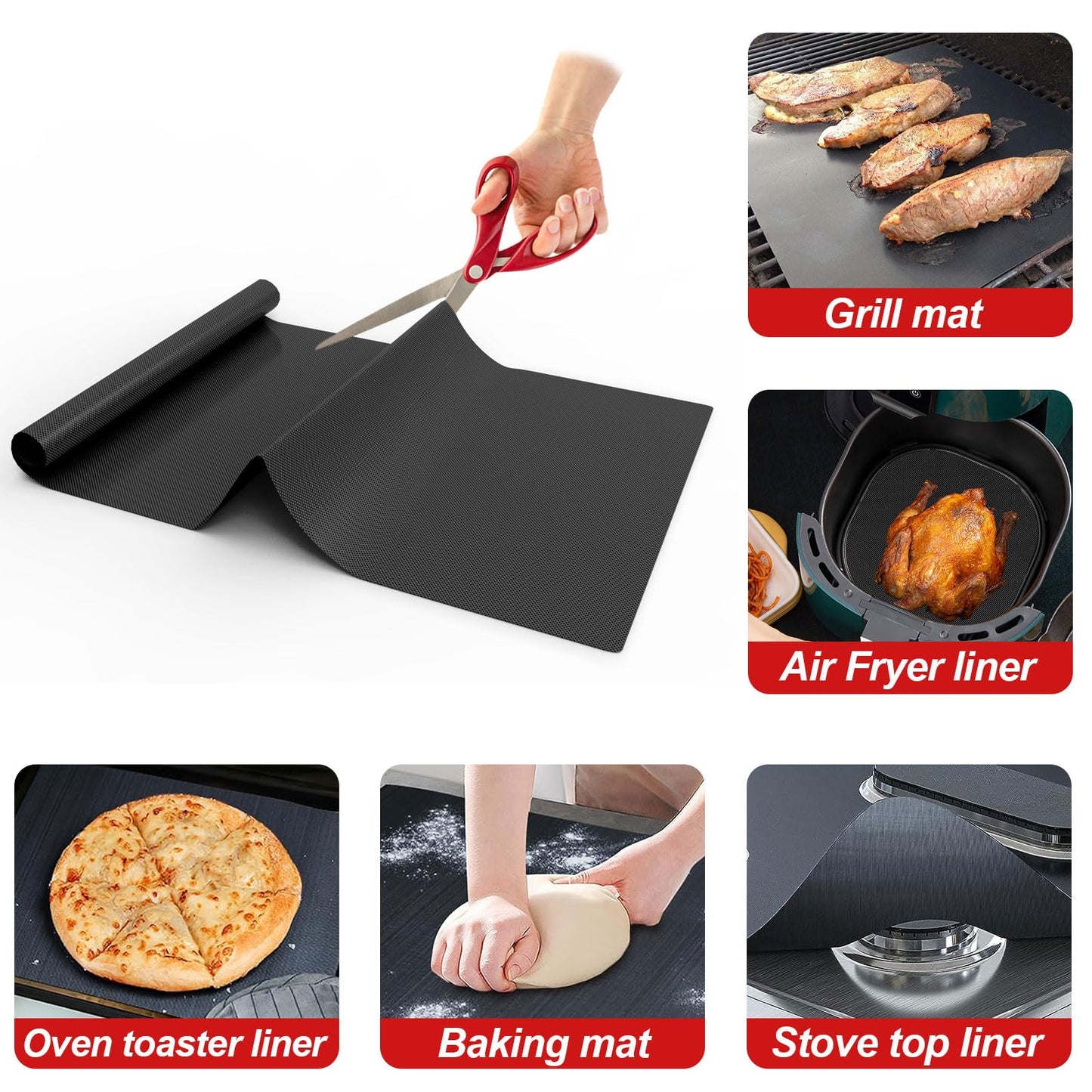 UBeesize 2 Pack Nonstick Grilling Mats for 22 Inch Blackstone Griddle, Resuable Cooking Mats for Grilling, BPA and PFOA Free Heavy Duty BBQ Grill Mats, Griddle Accessories Kit -22 x 16 Inch