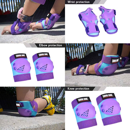 Youth/Kids Knee Pads Elbow Pads Wrist Guards Protective Gear Set for 3-15 Years Child Roller Skates, Skateboard, Cycling, Inline Skating, BMX Bike, Balance Bike, Scooter Riding and Other Outdoor Sports