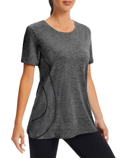 Fitness Yoga Shirts Tops for Women,Cucuchy Juniors Workout Clothes Cute Short Sleeve Round Neck Casual Tee Shirt Flowy Athletic Wear Fast Fit Hiking Running Sport Clothing Funny Outfit Black M