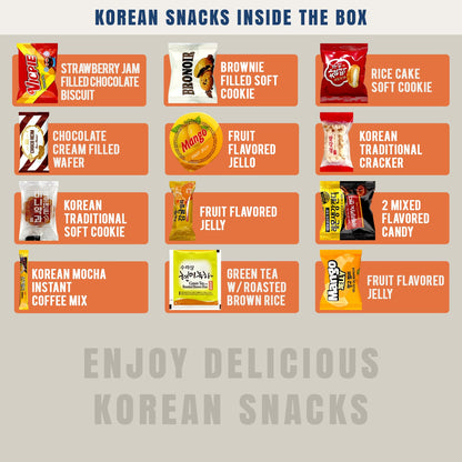 Dagaon Favorite Korean Snack Box 30 Count - Appetizing Gift and Care Package for any occasions and everyone. Variety of Korean Treats Including Top Picked Chips, Biscuits, Cookies, Pies, Candies.