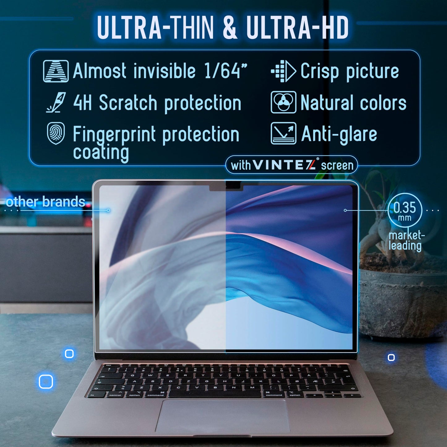 VINTEZ Magnetic Blue Light Screen Protector Compatible With MacBook Pro 14" 2021, 2022, 2023, 2024, M1, M2, M3, M4 Anti Blue Light Blocking Filter for Laptop