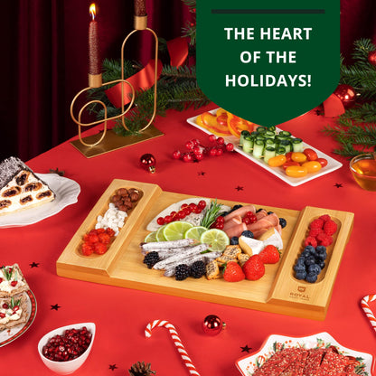 ROYAL CRAFT WOOD Charcuterie and Cheese Board - Large Bamboo Cheese Board - Serving Tray Platter - House Warming Gifts New Home, Gifts for Dad Fathers Day Dad Gifts from Daughter Son Wife - 15.5"x10"