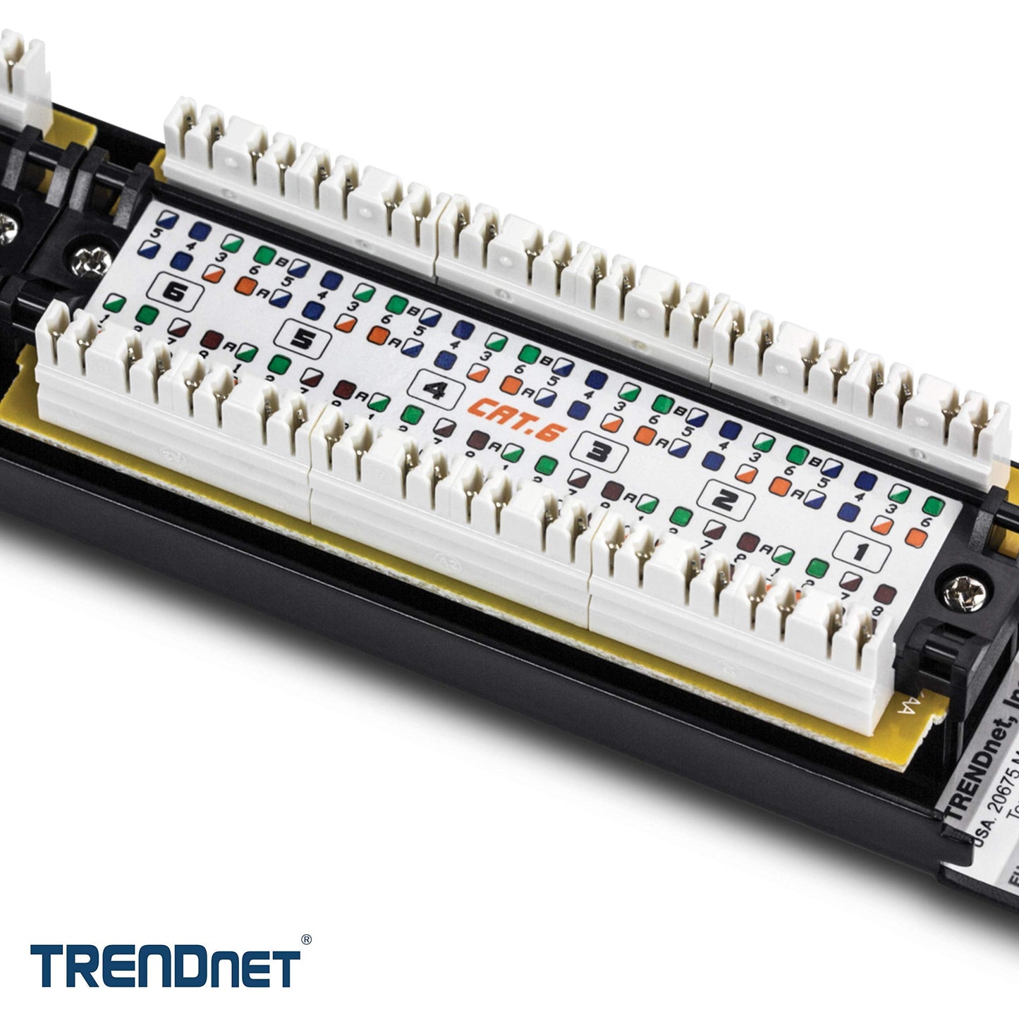 TRENDnet 24-Port Cat6 Unshielded Patch Panel, Wallmount or Rackmount, Compatible with Cat3,4,5,5e,6 Cabling, for Ethernet, Fast Ethernet, Gigabit Applications, Black, TC-P24C6 (Pack of 1)