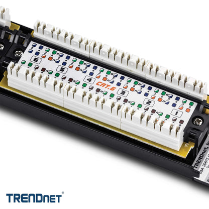 TRENDnet 24-Port Cat6 Unshielded Patch Panel, Wallmount or Rackmount, Compatible with Cat3,4,5,5e,6 Cabling, for Ethernet, Fast Ethernet, Gigabit Applications, Black, TC-P24C6 (Pack of 1)