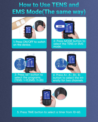 Comfytemp TENS Unit Muscle Stimulator for Pain Relief Therapy, FSA HSA Eligible TENS Machine with 24 Modes and DIY, Dual Channel EMS Unit, Pulse Muscle Massager for Back, Shoulder, Sciatica, Knee