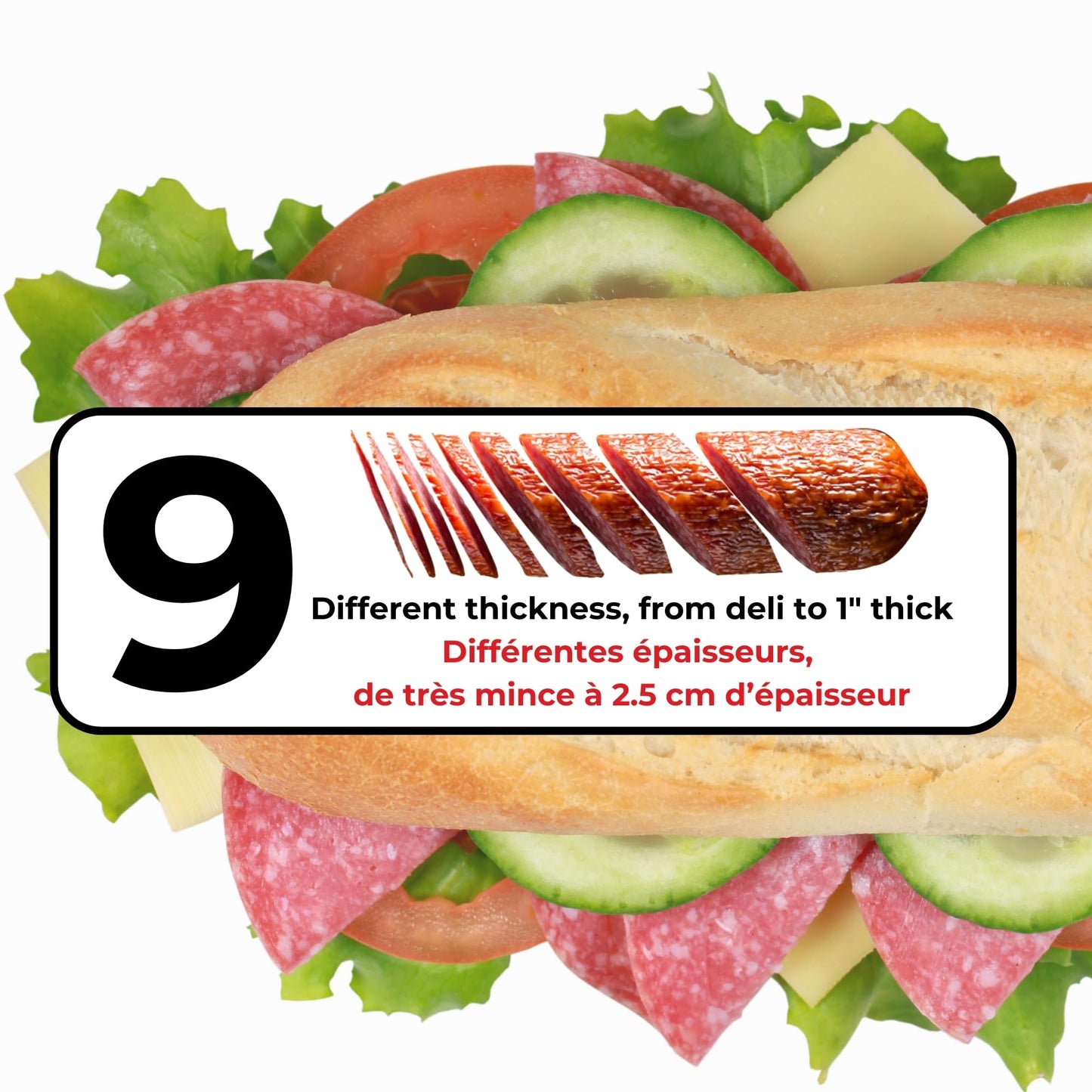 Starfrit Deli Slicer - Slices Meat, Cheese, Bread - 6.5" Stainless Steel Blade - Adjustable Thickness Knob - Nestable for Easy Storage | 2-in-1 Fruit and Vegetable