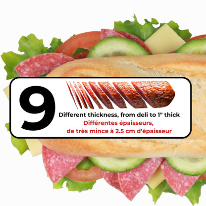 Starfrit Deli Slicer - Slices Meat, Cheese, Bread - 6.5" Stainless Steel Blade - Adjustable Thickness Knob - Nestable for Easy Storage | 2-in-1 Fruit and Vegetable