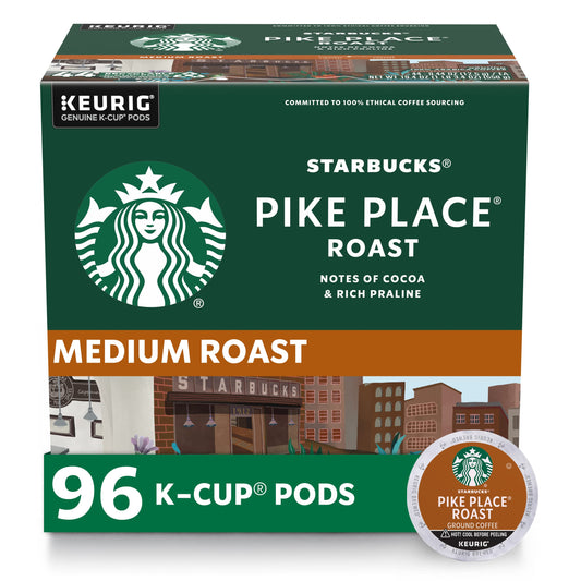 Starbucks K-Cup Coffee Pods, Medium Roast Coffee, Pike Place Roast for Keurig Brewers, 100% Arabica, 4 boxes (96 pods total)