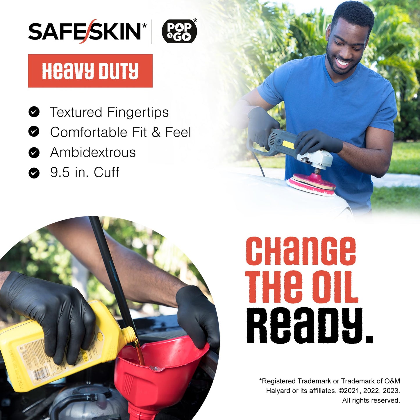 SAFESKIN Heavy Duty Nitrile Disposable Gloves, Pack of 40, Powder Free, Black - Plumbing, Gardening, Painting, Food Handling