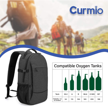 CURMIO Oxygen Tank Backpack, Portable Oxygen Cylinder Carrying Bag for Travel, Fits for Tank Size M2, M4/A, ML6, M6/B, M7, M9/C, Patent Design, Black