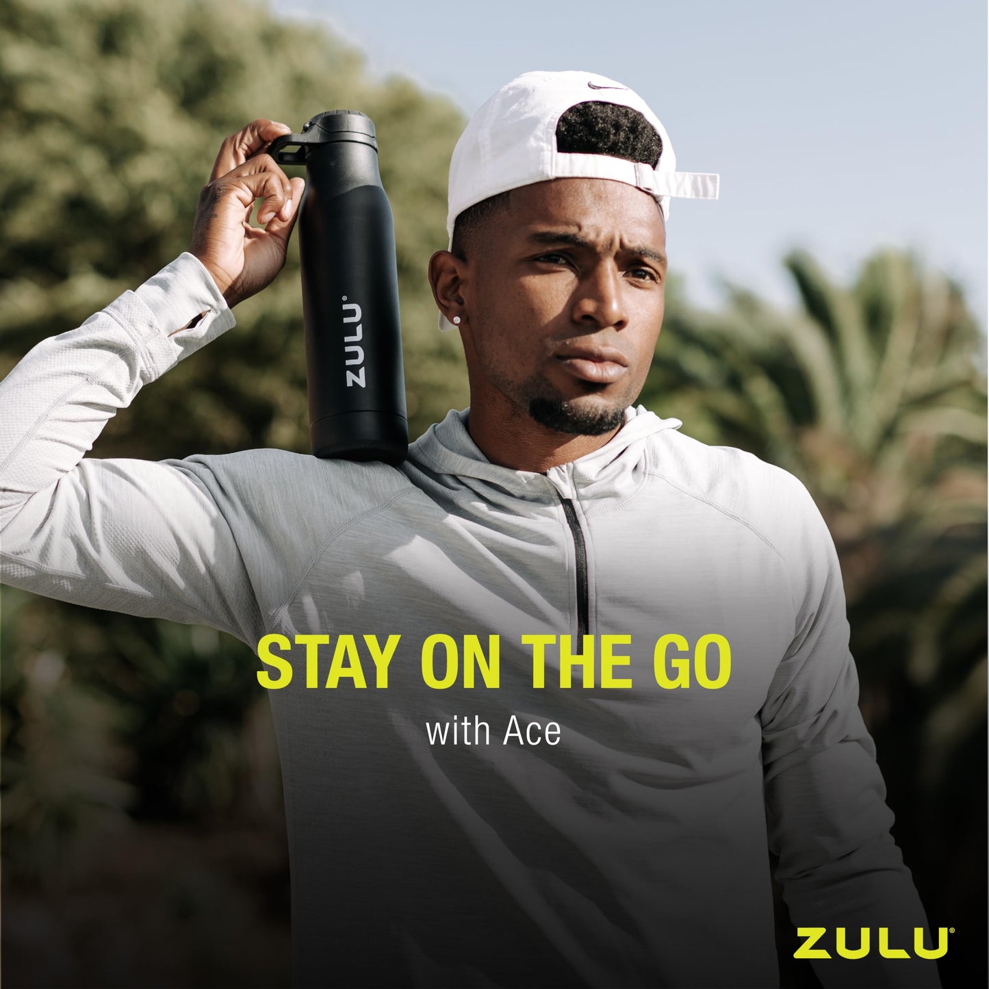 Zulu Ace 24oz Vacuum Insulated Stainless Steel Water Bottle with Chug Spout | Leak-Proof Locking Lid and Removable Base |Reusable Bottle for Cycling Sports Gym Travel Bicycle Bottle Cage | Ice Blue