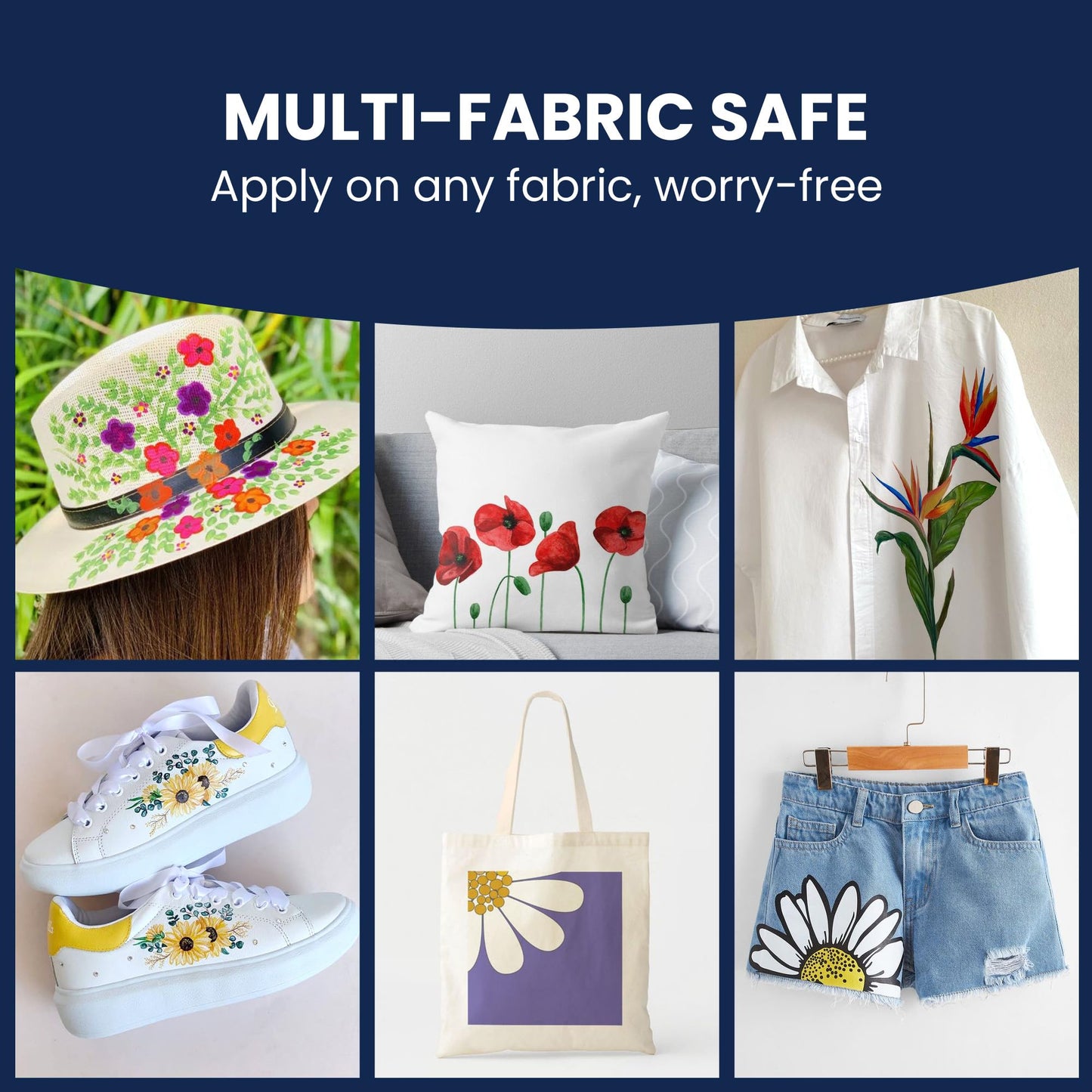 BLUEBIRD Fabric Paint, Midnight Blue, 3.4 Fl Oz, Permanent Fabric Paints for Clothes, Furniture Upholstery