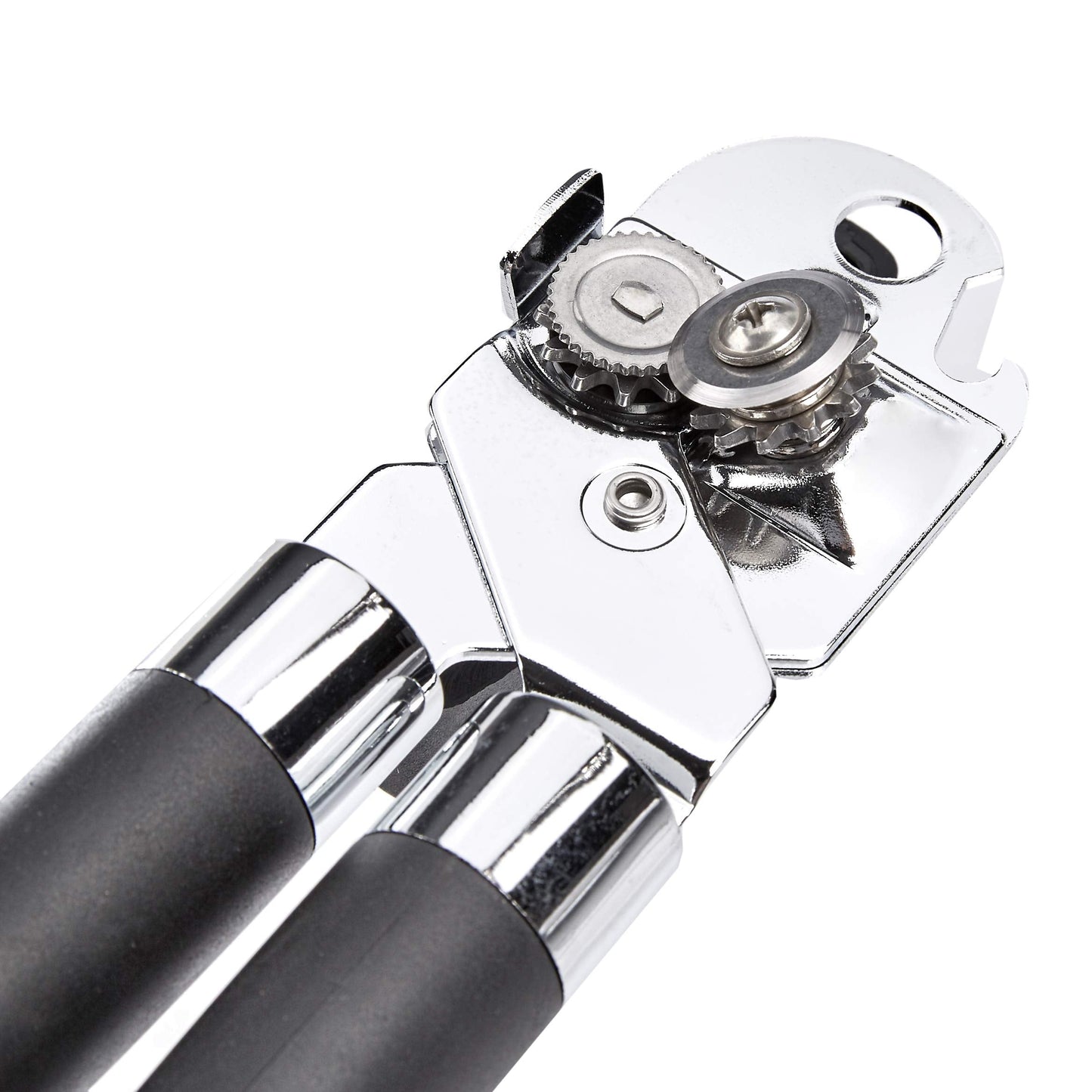 Amazon Basics Multi-function Manual Can Opener and Bottle Opener, 22 cm, Black Soft Grip Dual Handle