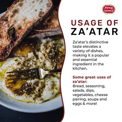 Spicy World Zaatar 7 Ounce LARGE Bag | Traditional Middle Eastern Zatar Spice Blend with Thyme & Sumac | Zaatar Seasoning