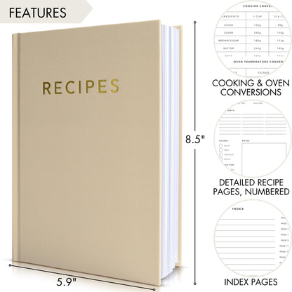 ZICOTO Aesthetic Blank Recipe Book with Waterproof Cover - The Perfect Recipe Notebook To Write In Your Own Recipes - Beautiful Blank Cookbook to Organize Your Recipes