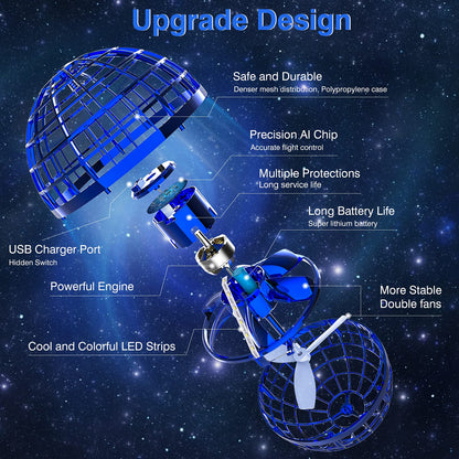 Ciniffo Flying Orb Ball 2025, Hand Controlled Boomerang Spinner Mini Drone Cosmic Globe Toy, Cool Toys Gift for 6 7 8 9 10+ Year Old Boys Girls Teens Outdoor Toys(Blue)