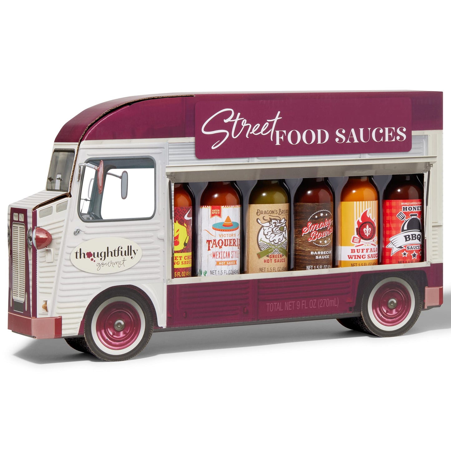 Thoughtfully Gourmet, Street Food Sauces Hot Sauce and BBQ Gift Set, Flavors: Diablo Wings Sauce, Louisiana and More, Vegan and Vegetarian, Set of 6