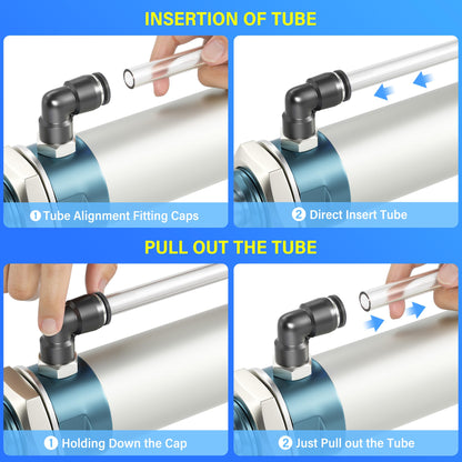 TAILONZ PNEUMATIC Elbow and Straight Combination 1/4 Inch Tube OD x 1/4 Inch NPT Thread Push to Connect Fittings PC-1/4-N2+PL-1/4-N2(Pack of 12)