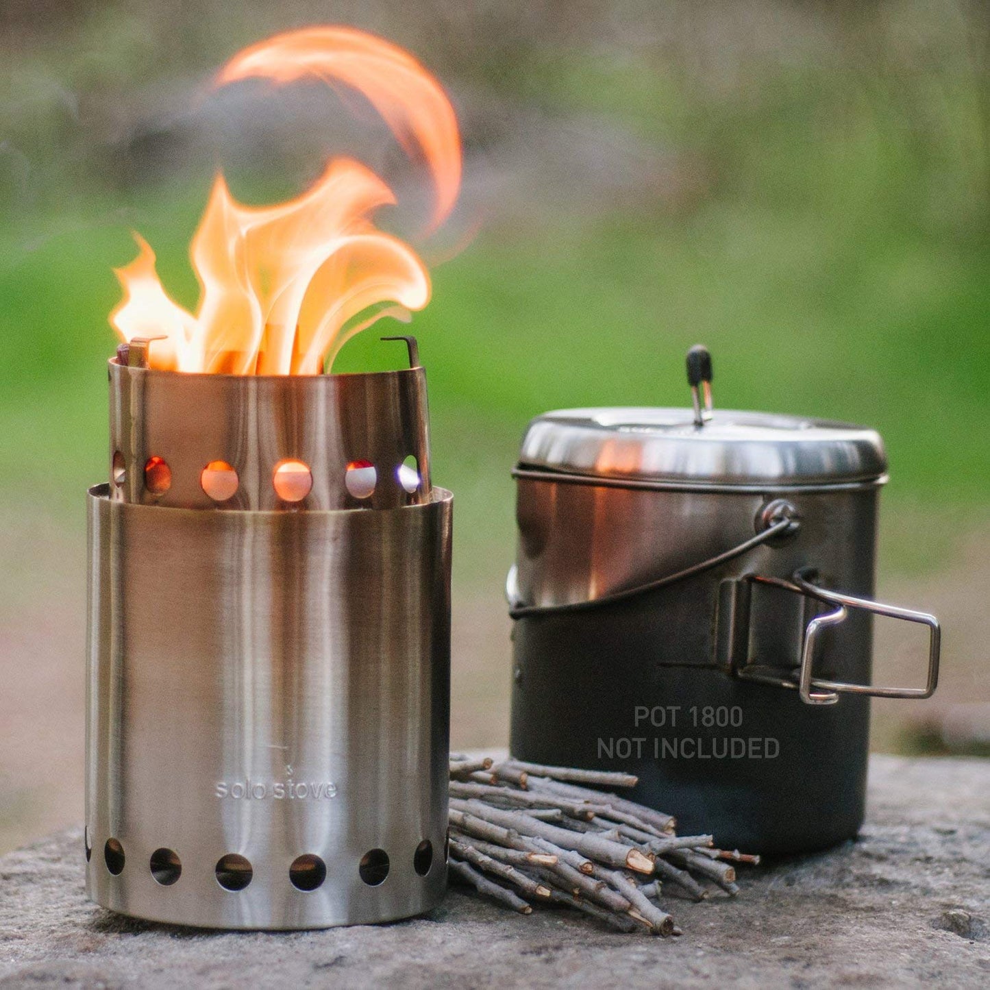 Solo Stove Titan Camping Stove Portable Stove for Backpacking and Outdoor Cooking Great Stainless Steel Camping Backpacking Stove Compact Wood Stove Design-No Batteries or Liquid Fuel Canisters Needed