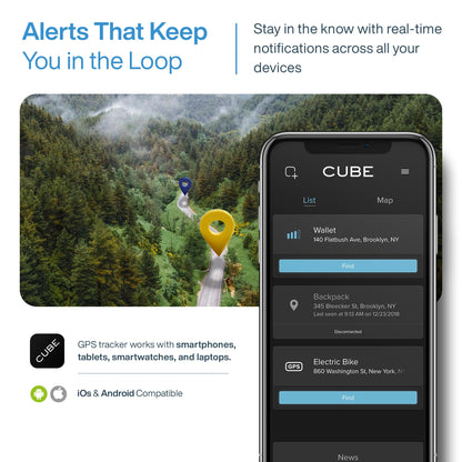 Cube GPS Tracker for Vehicles Assets Kids, Mini GPS Trackers for Dogs, Car Tracker Device: Real Time Worldwide Location SOS Pings Geo-Fencing + Rechargeable Battery Requires Subscription