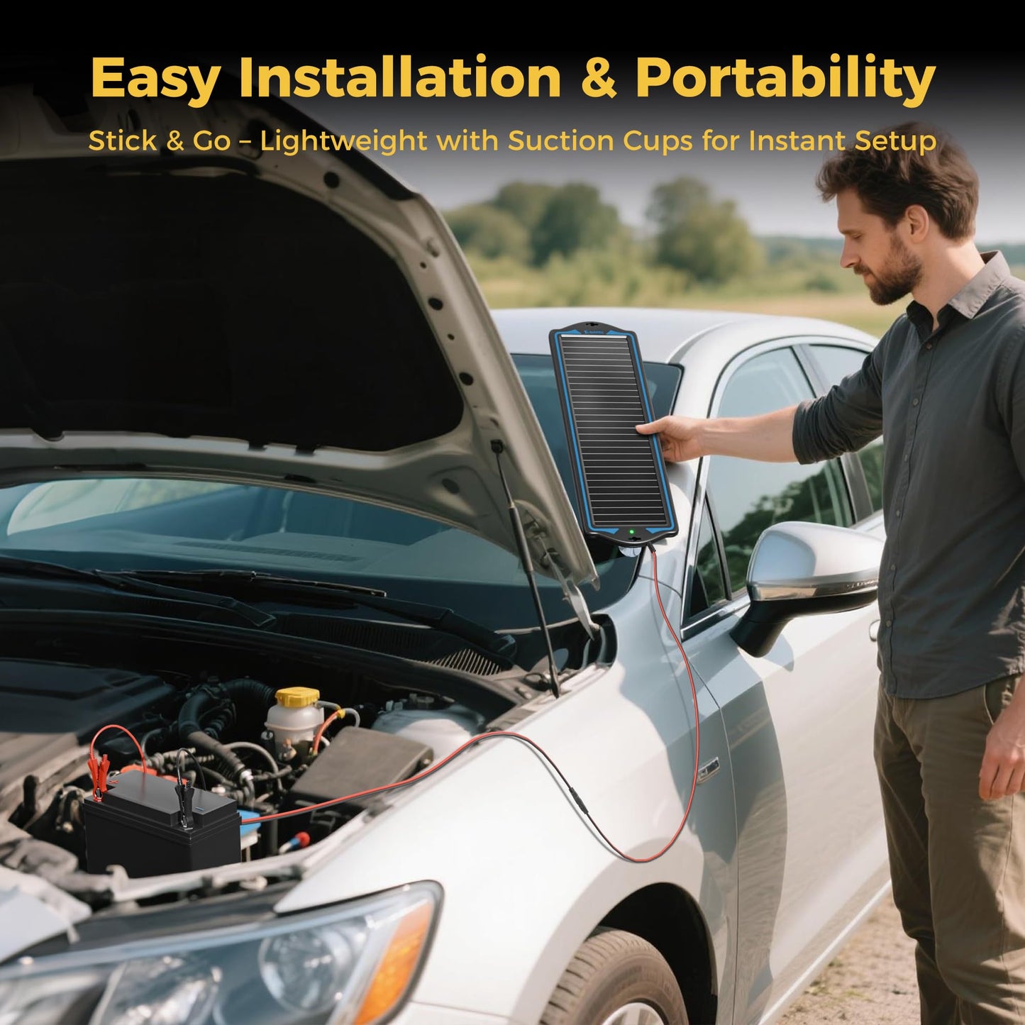 SUNAPEX 12V Solar Battery Charge: Waterproof Portable Solar Panel Kit - Battery Maintainer Trickle Charger - with Upgrade Built in Charge Controller for Car Boat RV Trailer Automotive Motorcycle