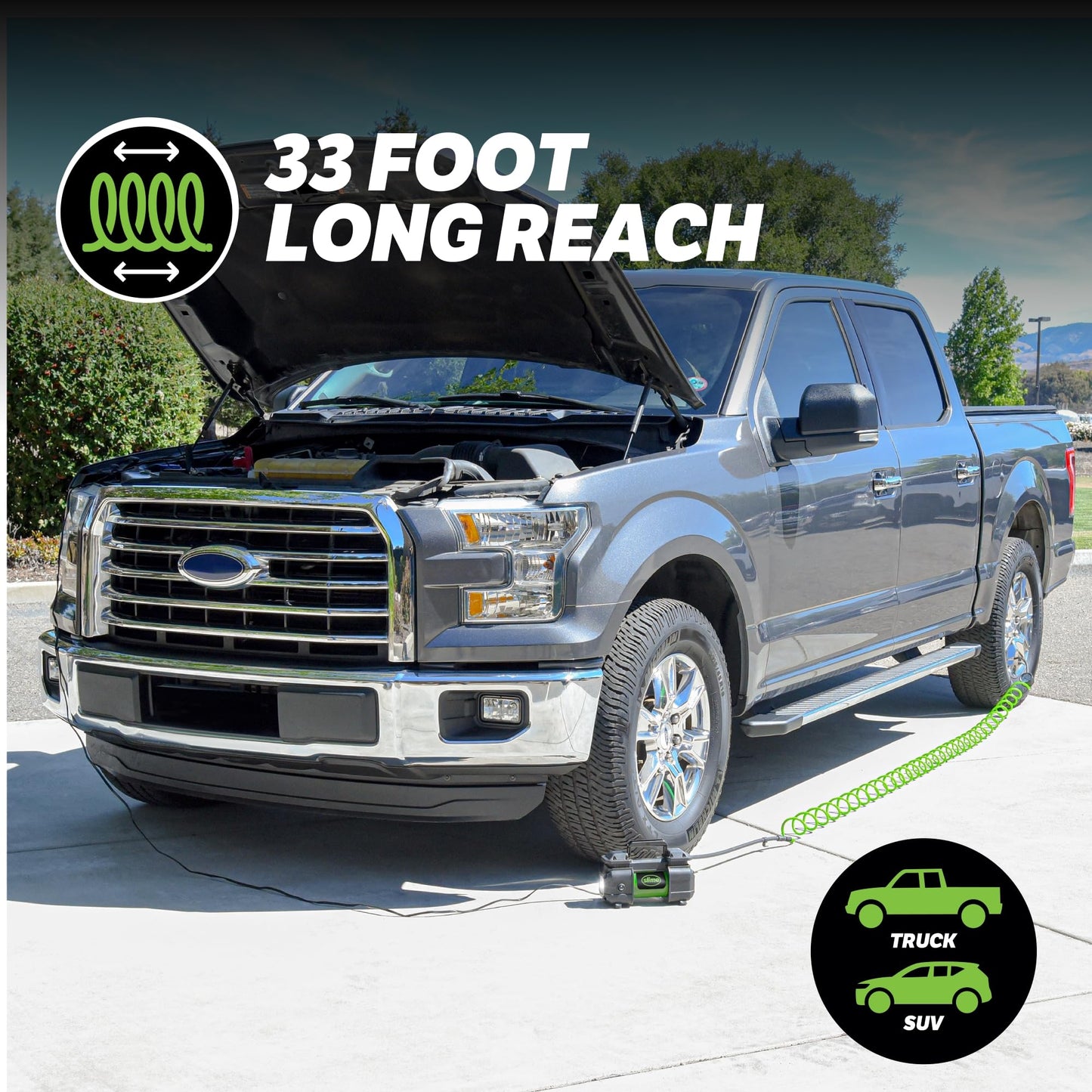 Slime 40026 Tire Inflator, Portable Car, SUV, 4x4 Air Compressor, Heavy Duty, 2x Pro Power, Heavy Duty, with Analog 150 psi Dial Gauge