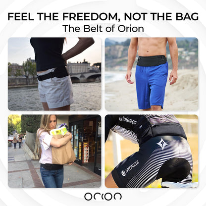 The Belt of Orion Survival Gear Travel Running Belt Waist Fanny Pack Hands Free Way to Carry Sanitizer, Face Mask, Phone, Passport, Keys, ID, Money & Everyday Essentials (Travel 9"x4")
