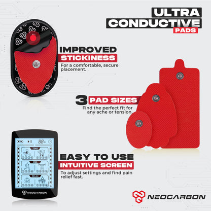 TENS Unit Muscle Stimulator, Electronic PMS Pulse Massager Machine for Shock Physical Therapy, Back Pain Relief, Shoulder Recovery, Red