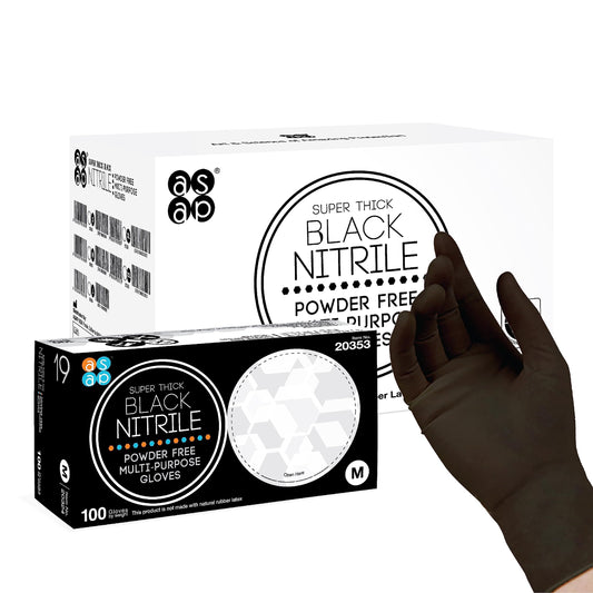 ASAP Thick Black Nitrile Gloves Disposable Latex Free - 6 Mil, Powder Free, Food Safe, Kitchen & Mechanic Gloves - Durable Rubber Cleaning Supplies (Small, 100 Count)