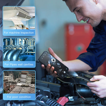 Endoscope Camera with Light, Borescope with 6 LED Lights,Endoscope with 9.8ft Semi-Rigid Snake Camera,IP67 Waterproof Inspection Borescope Camera with Light for Android iPhone iPad, Tools for Men