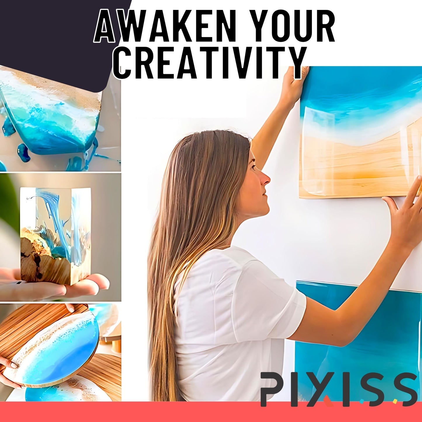 Epoxy Resin Mold Kit (1 Gallon) and Resin Art Supplies - 1:1 Easy Mix Crystal Clear Epoxy Resin Kit for Beginners by Pixiss - Resin Starter Kit for Casting Resin Art and Epoxy Resin Molds