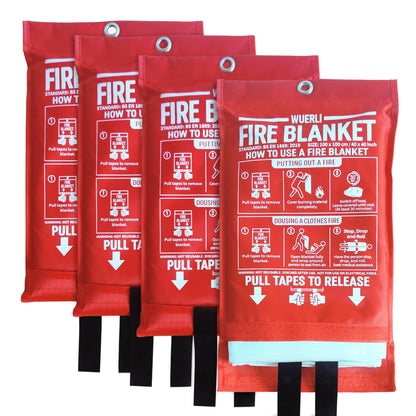 WUERLI Fire Blanket for Home and Kitchen,40" x 40",4 Pack,Emergency Fire Blanket