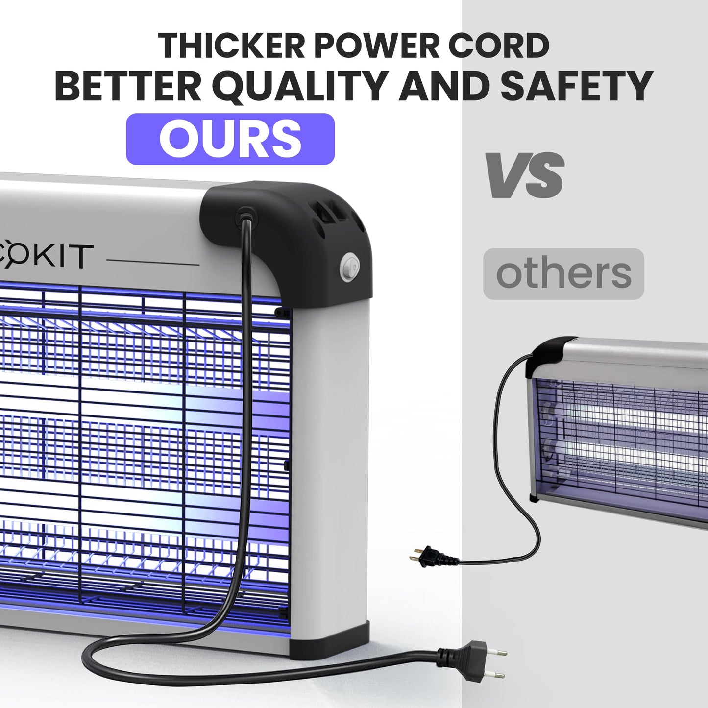 COKIT Bug Zapper Indoor 20W Electric Insect Killer with Bug Collection Tray, Fly and Mosquito Killer for Home, Kitchen, Garage, Patio, Includes 2 Extra Replacement Bulbs