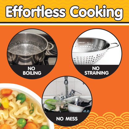 The Original Fasta Pasta Microwave Ramen Cooker w Lid and Built-in Strainer- No More Messes, Waiting for Water to Boil,or Sticky Noodles- Perfect Al Dente Pasta Every time- Patented, It Really Works