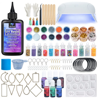 VidaRosa Quick Cure UV Resin Kit with Light - High Gloss, Transparent Casting and Doming for DIY Jewelry, Coatings, and Crafts