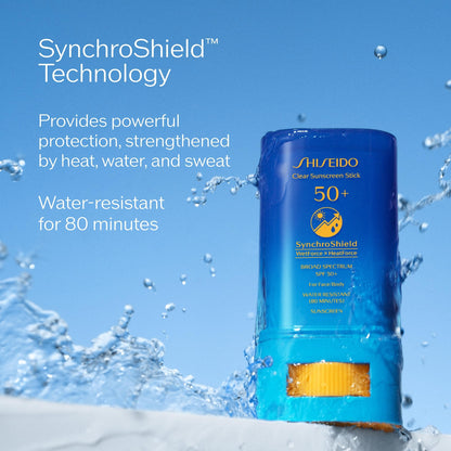 Shiseido Clear Sunscreen Stick SPF 50+ - Invisible Broad-Spectrum Face Sunscreen - Wear Under & Over Makeup - Lightweight Formula - All Skin Types