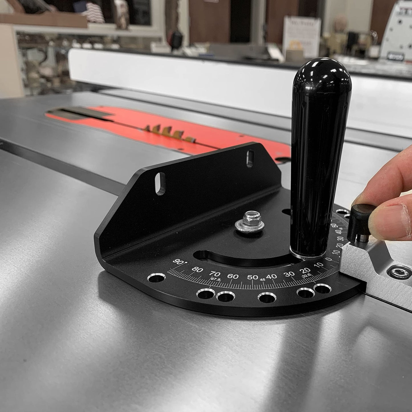 Fulton Precision Table Saw Miter Gauge With Positive Stops | Standard Slot - 3/4” x 3/8” | Steel Bar w/Adjustable Spring Loaded Plungers & Removable Retaining Disc | Woodworking Table Saw Accessories