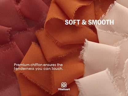 Vitalizart Fall Handmade Chiffon Silk Ribbon Fringe 1.5" x 21 Yd Terracotta Frayed Edges Ribbons for Wedding Invitations Bridal Bouquets Gifts Wrapping Crafts Holiday Party Decorations