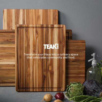 Teakhaus Cutting Board - Extra Large (XL) Wood Cutting Board with Grip Handles - Reversible Teak Edge Grain Wood - Knife Friendly - FSC Certified
