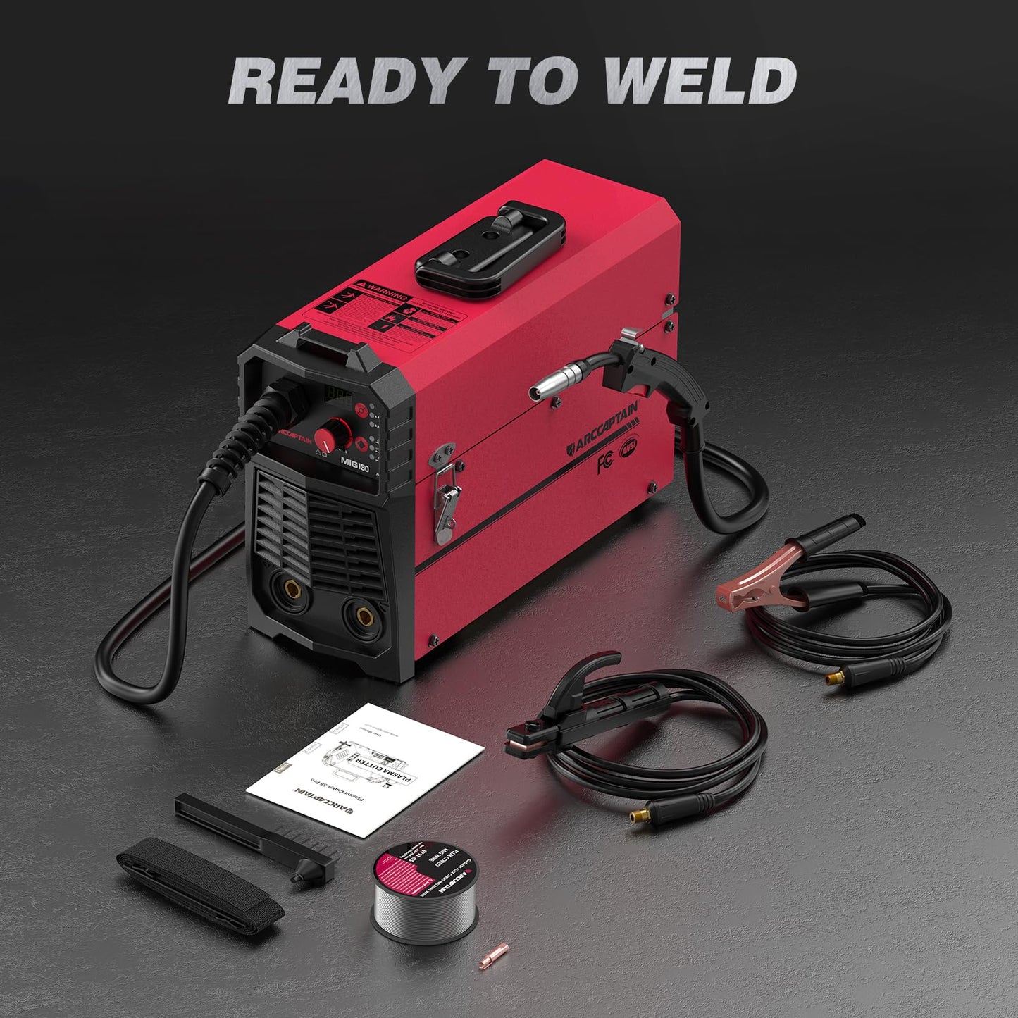 ARCCAPTAIN 130A MIG Welder, 110V Flux Core MIG Welder/Lift TIG/Stick 3 in 1 Welding Machine with Synergy, IGBT Inverter Portable Gasless Welder Equipment with Welding Gun and 2lb Welding Wire
